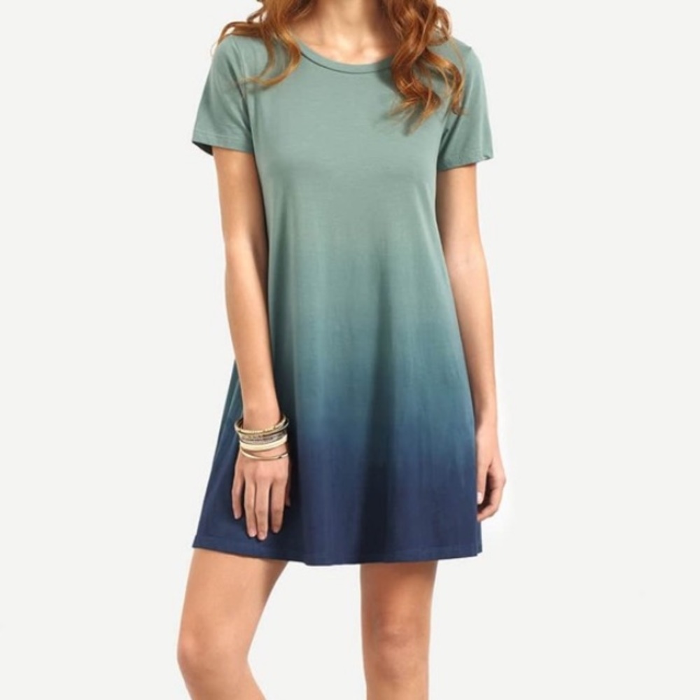 BRAND NEW Turquoise Tie-Dye/Ombre Tee Dress